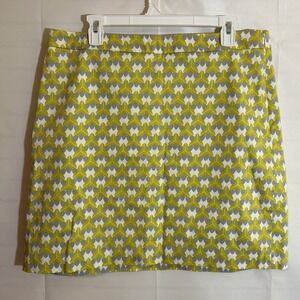 Milly x Banana Republic Collab Skirt 14 Yellow Gray Geometric Print Career Wear